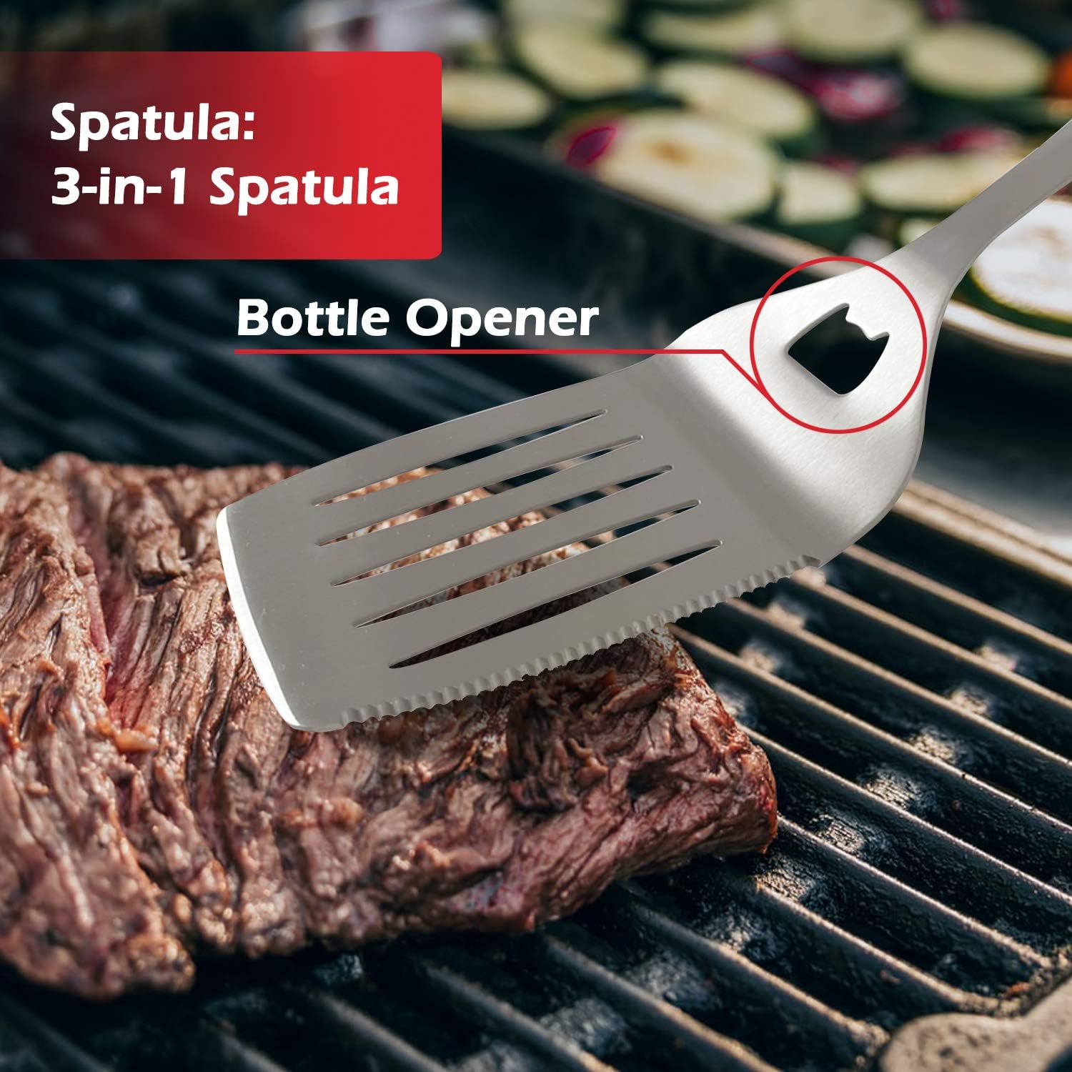 Z GRILLS Heavy Duty BBQ Grilling Tools Set 18 Inch Stainless Steel Spatula, Fork, Basting Brush & Tongs Barbecue Accessories Kit-Grill Gift for Dad on Father’s Day Birthday : Garden & Outdoor