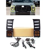 LED Fog Light Bezel DRL Turn Signal for 2022-2025 Toyota Tundra | ront Bumper,White Daytime Running Light, Amber Turn Signal,OEM Replacement, Fog Lamp Assemsbly