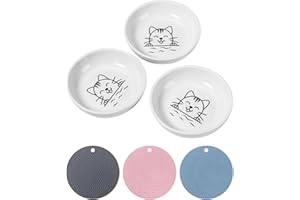 Y YHY Cat Bowls, Cat Dishes 5oz with Silicone Pad Cat Food and Water Bowls for Dry and Wet Food Wide Dish for Indoor Cat, Dog, Kitten, Puppy, Rabbit, 3 Set