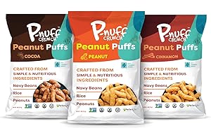 P-NUFF Pnuff Crunch Peanut Butter Puffs - Healthy Snacks, Low Calorie Snacks, Gluten Free Snacks, Vegan, High Protein, Keto, Office Snacks - Variety Pack, 4 Oz Bag (Pack of 3)