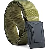 HASHIJI Auto Lock Ratchet Belt for Men | Elegant Dressing Belt Buckle | 1.5" Wide Elastic Nylon Tactical Belts Thicker