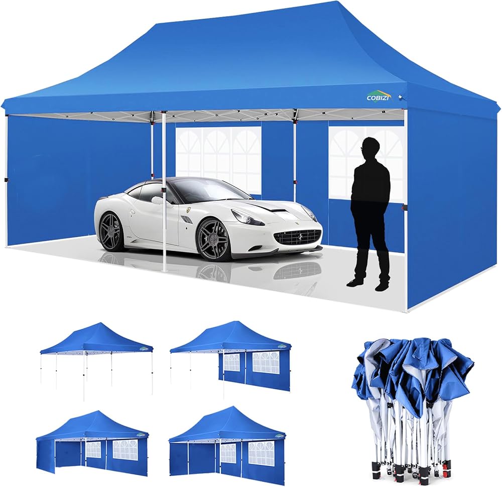 COBIZI 3x6m Pop Up Gazebo Tent with Removable Sidewalls, Light Blue