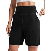 Cyasundent Women's 6"/9" Athletic Shorts with Pockets High Waisted Bermuda Long Shorts for Women Casual Running Walking