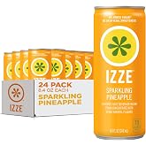 IZZE Sparkling Water Juice Beverage Blend, Pineapple, No Sugar Added, 8.4 FL OZ, 24 Cans