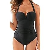 Daci Women's Tummy Control One Piece Swimsuit - Slimming Retro Bathing Suit Halter Swimwear 2026