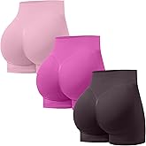 OVESPORT 3 Pack Seamless Women Workout Shorts Scrunch Butt Lifting Gym Booty Biker Shorts