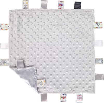 Soft Touch Taggie Comforter Baby Comfort Blanket Grey Bubble Velvet Back
