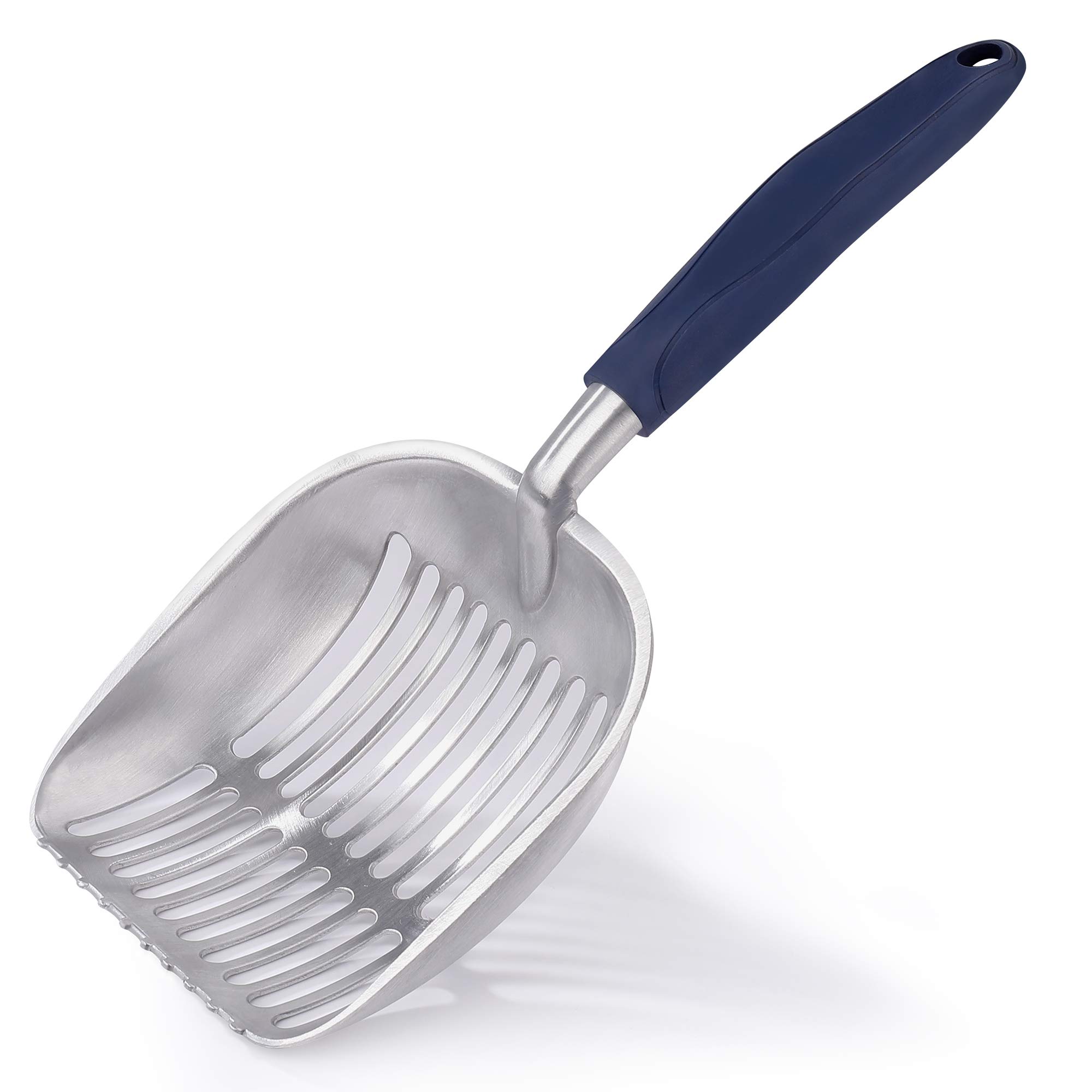 MengH-SHOP Metal Cat Litter Scoop, Aluminium Alloy Cat Litter Scoop with Long Handle, Easy to Clean for Pets, Straight Stripes