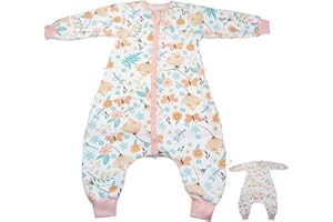 BYFRI Toddler Sleep Sack with Feet 1.0 TOG Cotton Sleep Sacks 3T-5T Baby Girls Wearable Blanket Long Sleeves Sleeping Bag - Butterfly