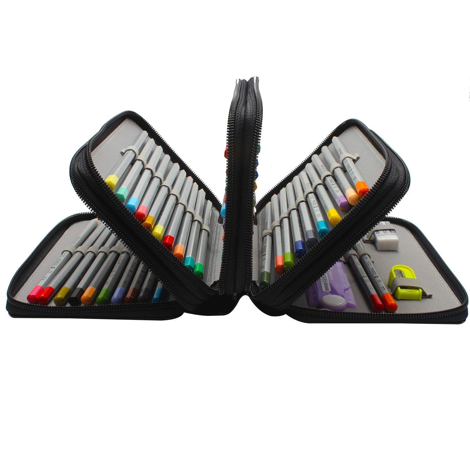 Buntstifte Federmäppchen, SmileStar 72 PU Leder Mäppchen Stationary Pouch für Prismacolor Aquarellstifte, Crayola Buntstifte, Marco Buntstifte, Polychromos Buntstifte