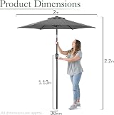 CHRISTOW Tilting Garden Parasol Umbrella UV Protective Polyester Canopy With view 7