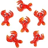 LiQunSweet 10 pcs Lovely Lobster Handmade Lampwork Beads Ocean Sea Red Animals Spacer Loose Glass Beads for DIY Earring Necklace Bracelet Jewelry Crafts