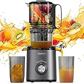 ​Budsom Cold Press Juicer Machine: 300W Slow Masticating Juicer for Whole Fruits & Vegetables, 5.3" Wide Feed Chute, High Juice Yield, Easy to Clean, Quiet 55 RPM, Juice Extractor for Home & Kitchen