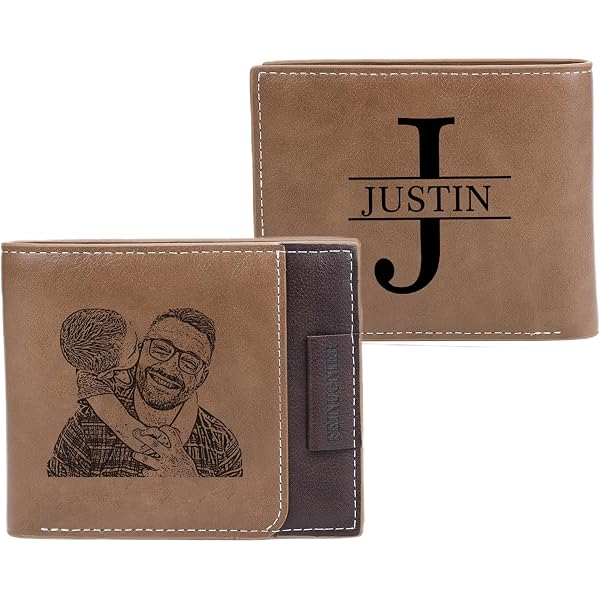 Nobelook Personalized Bifold Wallet For Men - Engraved With Picture/Name, RFID, Brown - View #10