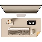 YSAGi Double-Sided Desk Pad, 35.4"x17" Leather Desk Mat, Eco Cork Desk Pad Protector,Large Mouse Pad,Waterproof Desk Blotter for Office/Home (Beige/Cork)