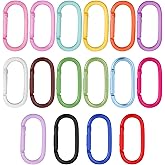 16 Pcs Oval Shape Carabiner Keychain Clip, Colorful Spring-Loaded Gate Carabiner Clips Hook Aluminum Alloy Clip Keychain for Keychains, Water Bottle Holders, Pet Leashes and More