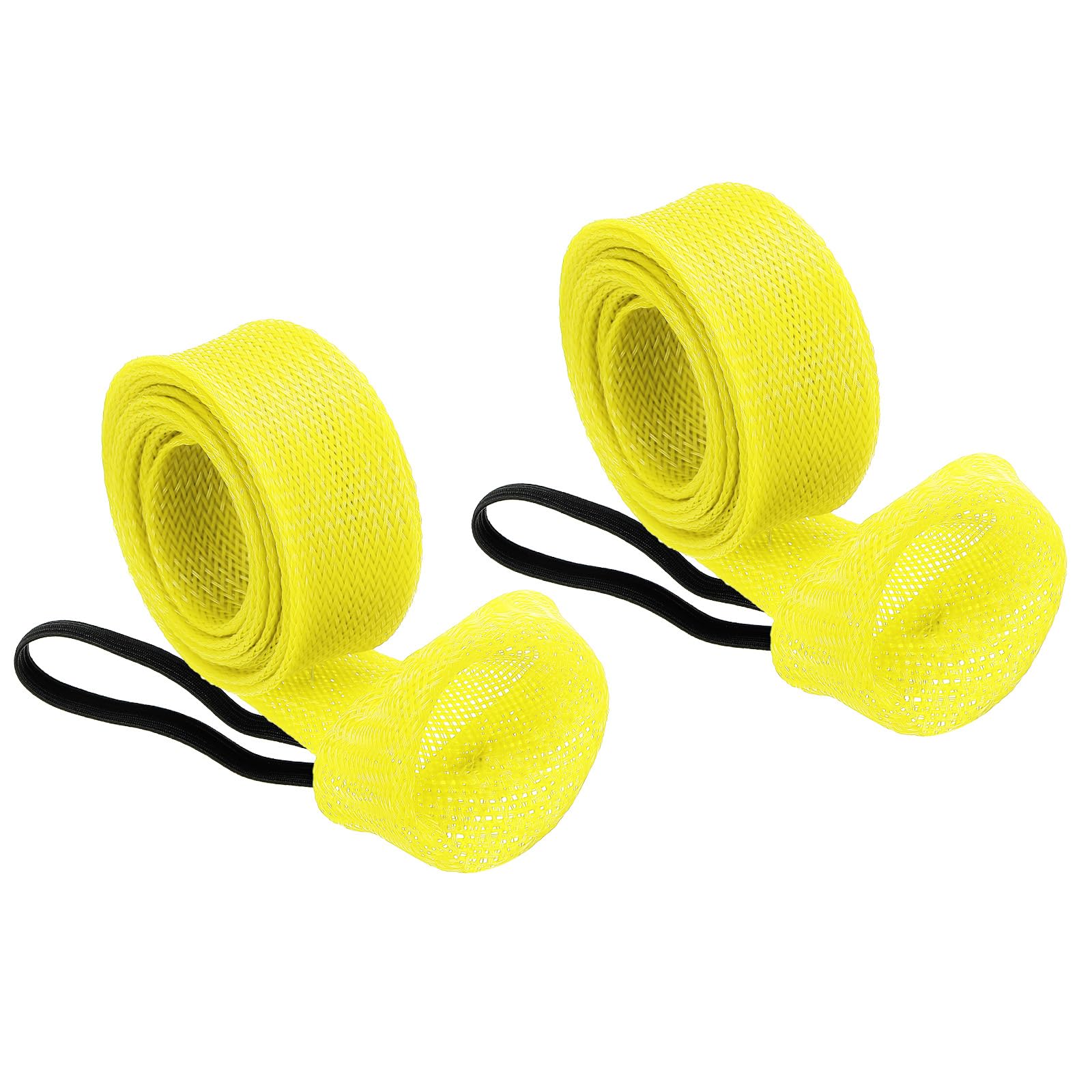 PATIKIL 67 Inch Rod Sock, 2 Pcs Fishing Rod Sleeve Cover Braided Mesh Pole Protector Gloves Fishing Tools Pointed End for Spinning Fishing Rod Fly Rod Ice Rod Casting Rod, Yellow