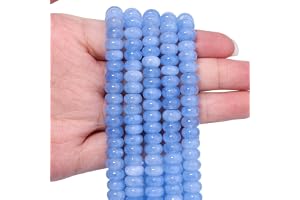 Songxi 5x8mm Natural Light Blue Colored Jade Stone Rondelle Beads, 75PCS Spacer Round Loose Abacus Beads for Jewelry Making, Gemstone for Bracelet Necklace Earrings, Arts and Crafts