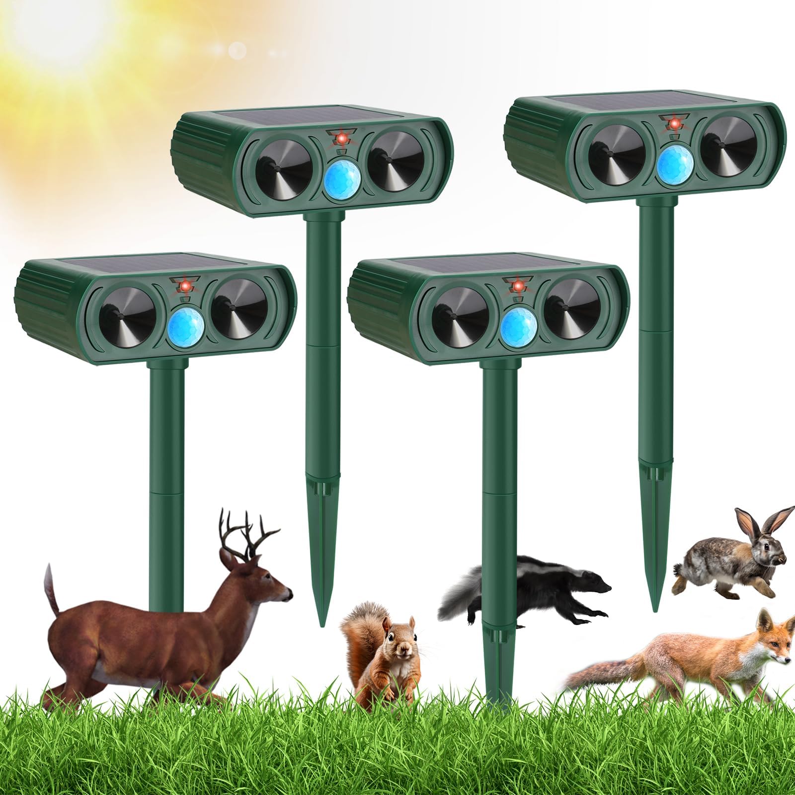 Photo 1 of 2pcs only  --- Gebatule  Solar Ultrasonic Animal Repellent Outdoor Squirrel Repellent Deer Repellent with Motion Sensor Animal Cat Deterrent to Repel Squirrel Rabbit Repellent for Yard Garden