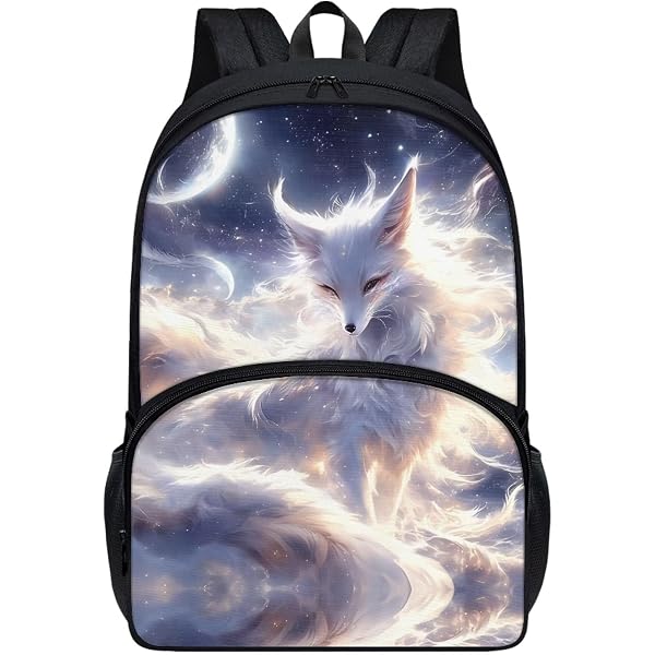 Beauty Collector Schulrucksack Für Kinder – Personalisierbarer Rucksack Mit Wolf-Motiv, 42x28x14 Cm, Schwarz