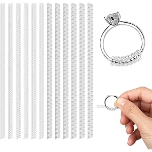 12 Pack Ring Sizer Adjuster for Loose Rings - Invisible TPU Ring Guards Spacers Tighteners - Fits Bands up to 6mm Wide - Redu