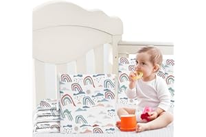 BETHBEAR 6 in 1 Crib Liner Pads,Anti-Collision Crib Cushioned Pads Soft Padding for Sides Padded Covers (Rain)