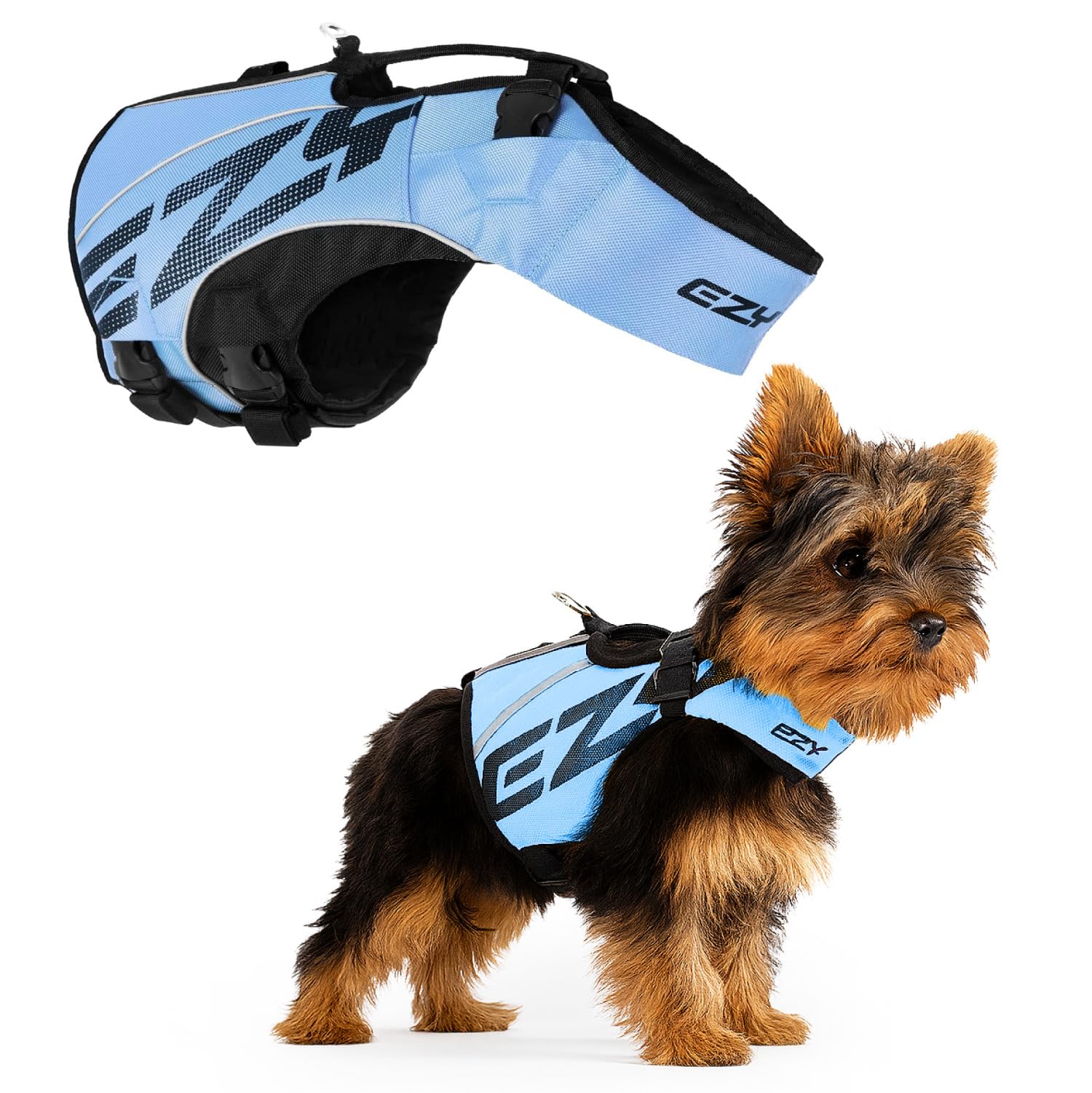 EZYDOG X2 Boost Dog Life Jackets | Dog Lifejacket, Adjustable Life Jacket for Dogs, Boating, Paddle Board, Superior Buoyancy, Rescue Handle, Reflective Stitching (Blue, S)