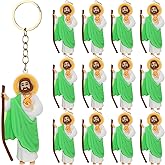 Chunful 12 Pcs Saint Jude Christian Keychain Baptism Favors Religious Keychain Catholic Christian Gift for Women Men Guests