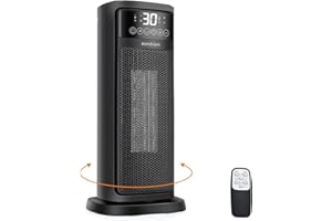 SONBION Space Heater with Thermostat, Portable Electric Heater for Indoor, 1500W Fast Heating Ceramic Heater with Remote Control for Home Garage Office, 1-12H Timer, Overheating & Tip-Over Protection