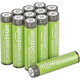 Amazon Basics 12-Pack Rechargeable AAA NiMH Performance Batteries, 800 mAh, Recharge up to 1000x Times, Pre-Charged