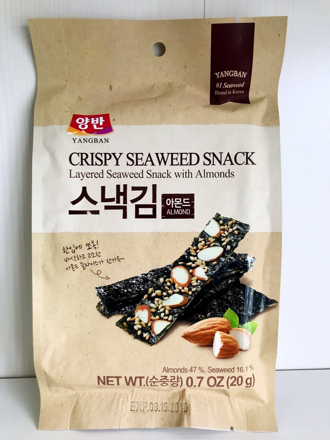 YANGBAN LAYERED CRISPY SEAWEED SNACK WITH ALMONDS