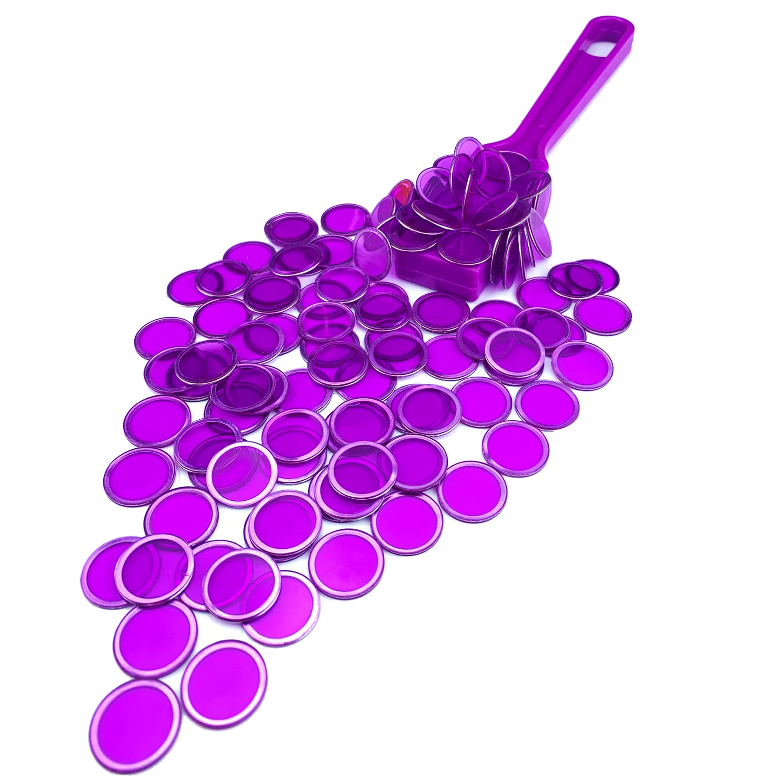 Dacefloy Magnetic Wand and Bingo Chips Set Magnet Stick with 100pcs Metal Ringed Tokens for Elderly Game Chess (Purple)