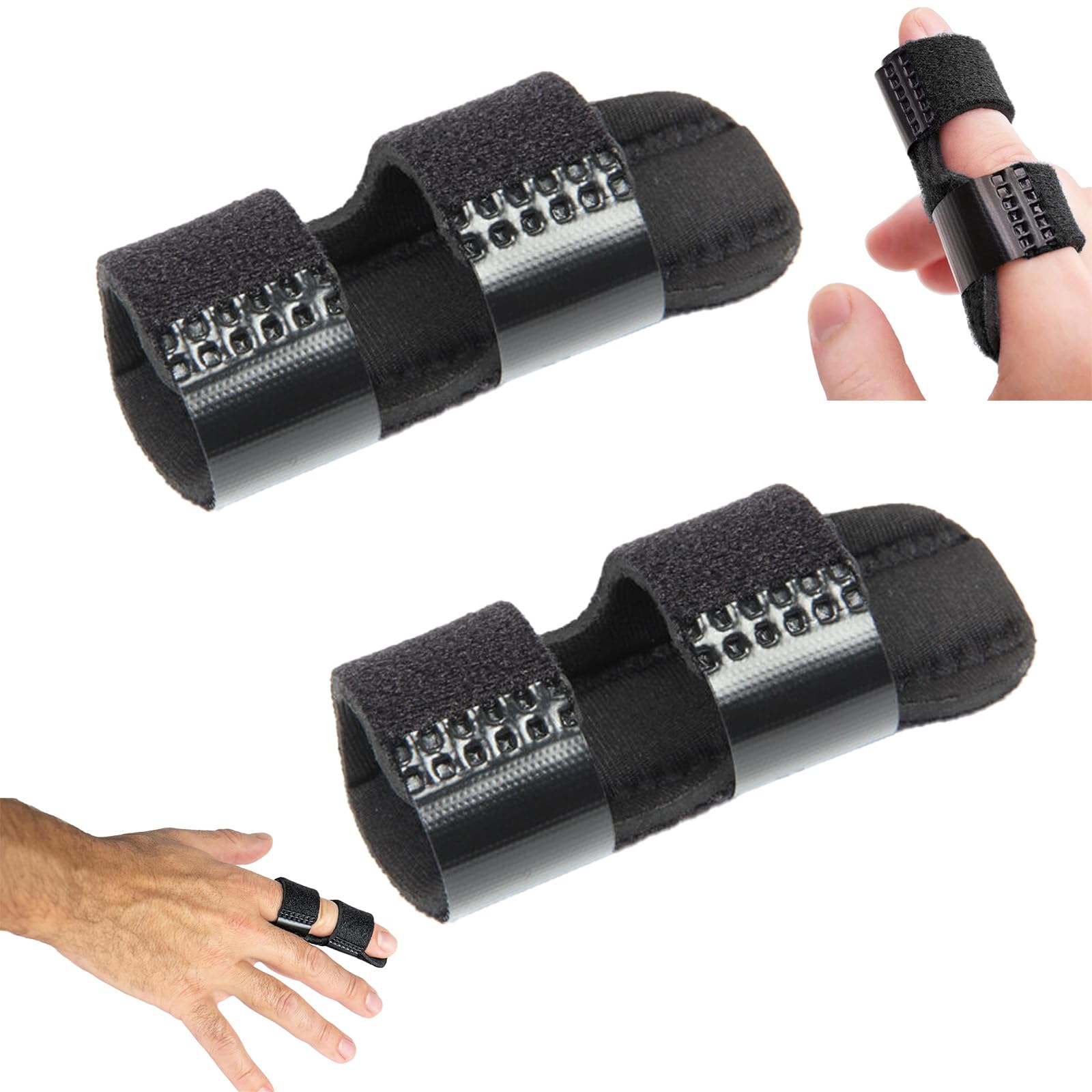 AZORFYX 2 PCS Finger Splint, For Broken Finger, Trigger Finger or Mallet Finger Finger Splints for Straighten Broken Bent Finger & Arthritis Pain Relieve