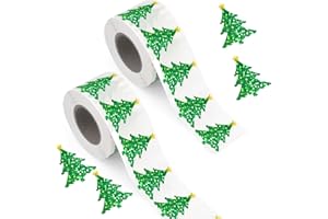 1000pcs Christmas Tree Stickers, Waterproof Self-Adhesive Xmas Decal Roll for Envelope Journal Scrapbook Cards Crafts Label G