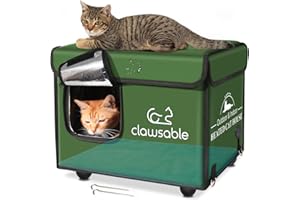 Clawsable Indestructible Cat House for Outdoor Cats in Winter, Extremely Waterproof, Fully Insulated & Elevated Outside Feral Cat House Shelter for Stray Barn Cat