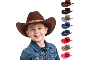 Kryvoxc Personalized Western Cowboy Hat for Toddlers, Custom Cowgirl Hat with Adjustable Strap, Gifts for Boys Girls