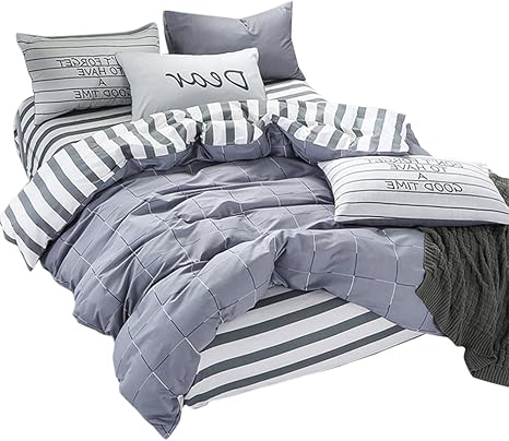 Amazon Interlink 寝具カバーセット 棉100 ダブル 掛け布団カバー180x2cm ベッドシーツ230x250cm 2枚枕カバー48x74cm ピローケース 4点セット 四節適用 柔らかい オシャレ ダブル グレー 寝具カバーセット オンライン通販