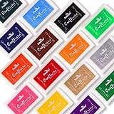 PMLAND Set of 15 Stamp Ink Pads for DIY Craft Stamp on Paper Wood or Fabric - 15 Vibrant Colors Included