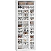 Hzuaneri 13 Tiers Shoe Storage Cabinet, Tall Shoe Cabinet with Cubby | Wooden Shoes Organizer for Closet, 39 Pairs, Shoes Cubby Organizer for Entryway, Hallway, Bedroom, White SR31003X