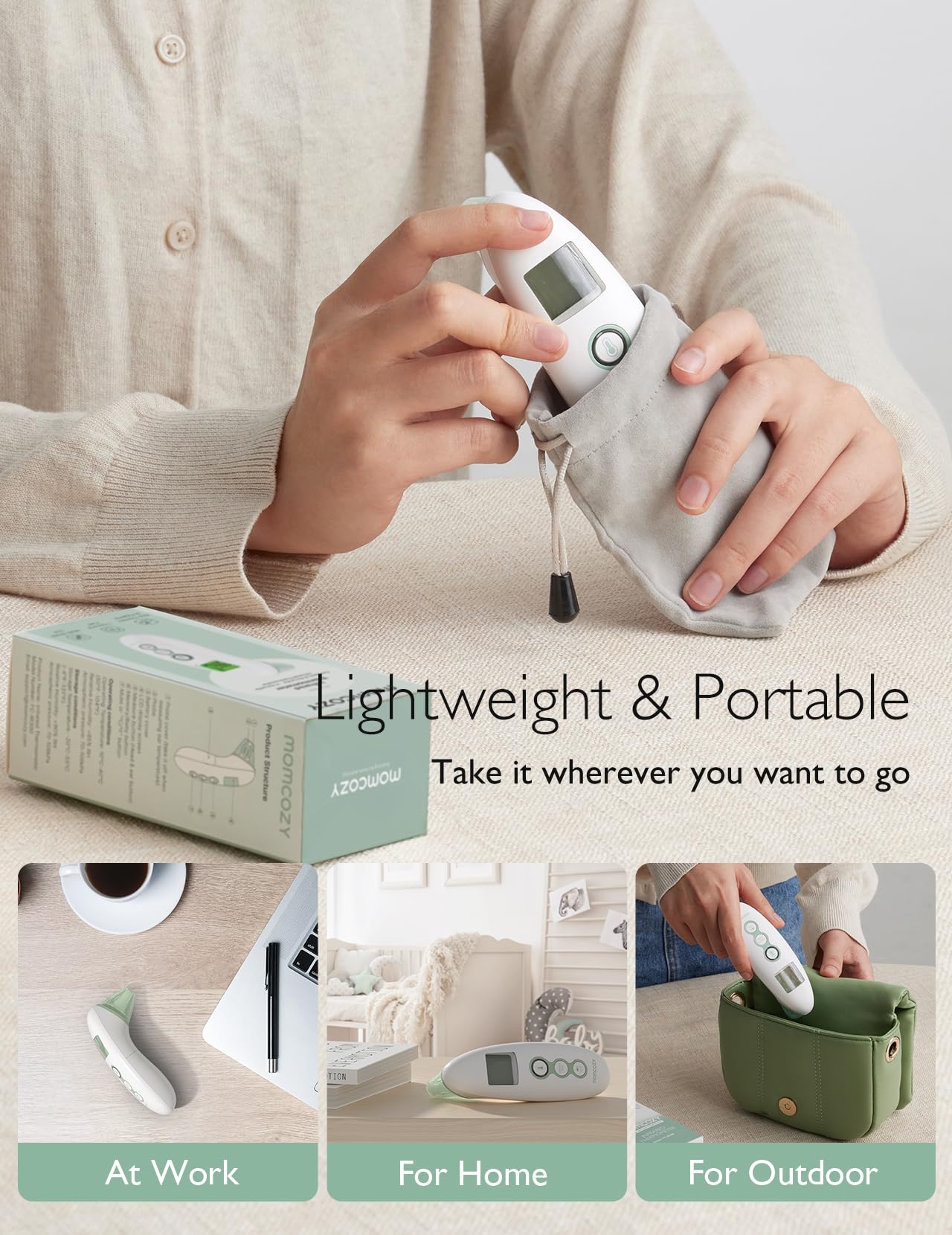 Momcozy Non-Contact Forehead and Ear Thermometer, Digital Infrared Thermometer for Adults and Children, with Child Mode, Fever Alarm Function, Mute and Memory Functions, Fast and Accurate Measurement