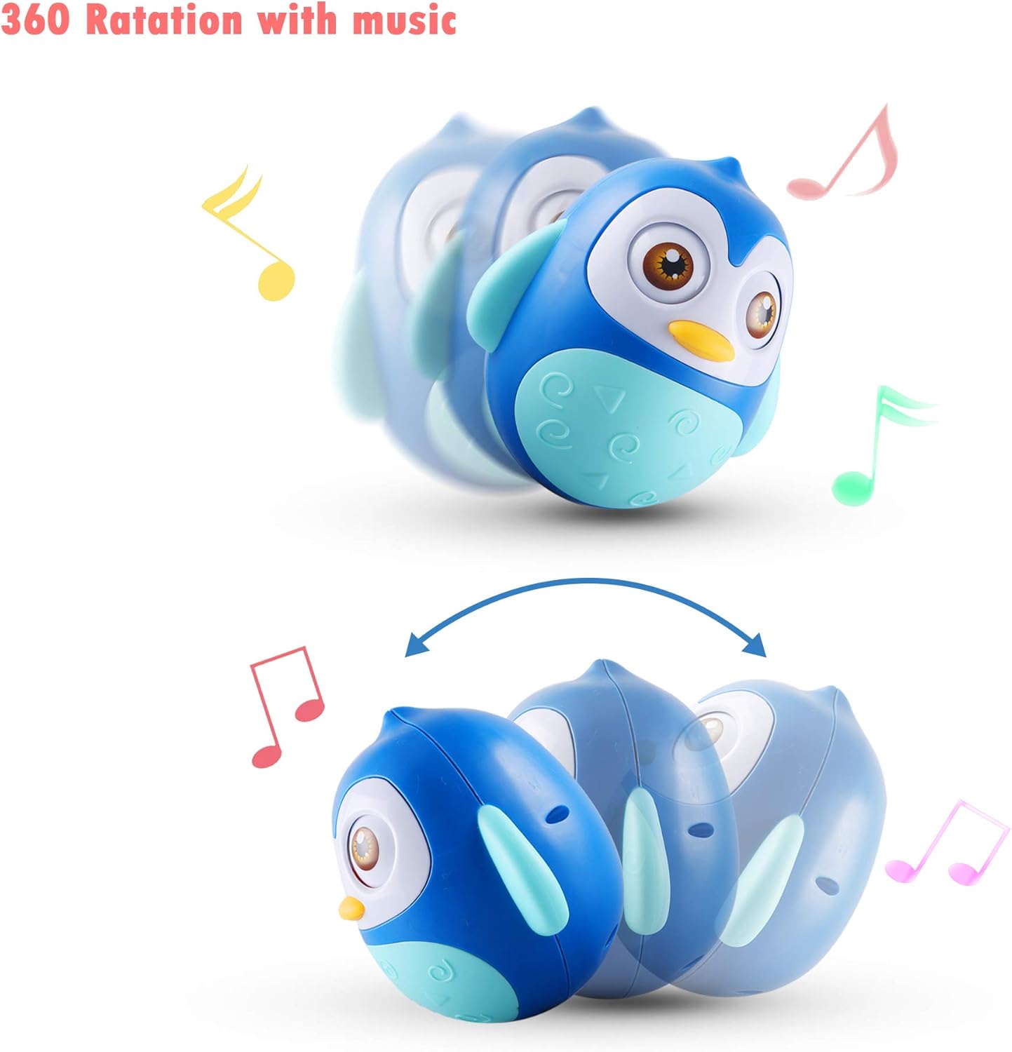 Alyoen Roly Poly Baby Toys 6 to 12 Months, Music Penguin Wobbler/Tumbler Toys for Infant Boys Girls: Toys & Games