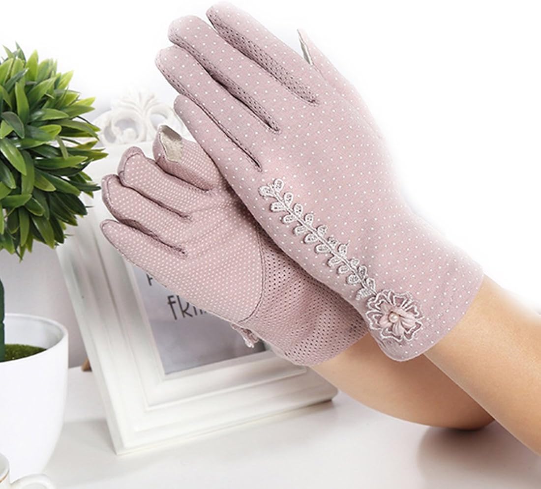 URSFUR Women Summer Anti Sun Uv Driving Gloves Lace Touch