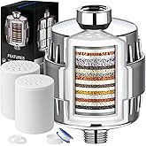 Shower Filter, 20 Stage Shower Head Filter for Hard Water with 2 Cartridges, High Output Shower Water Filter to Remove Chlorine, Fluoride and Other Impurities, Improves Skin Condition, Protects Hair