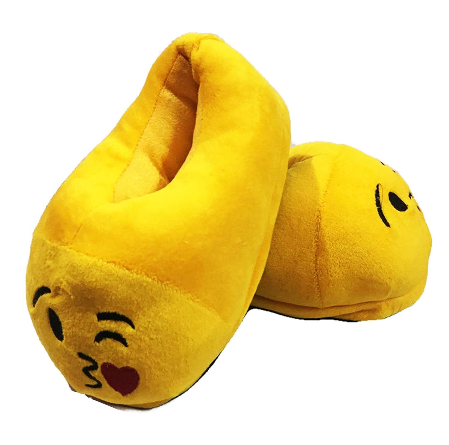 qualtos unisex plush emoji smiley moody slippers (free size, yellow)
