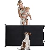 Retractable Baby Gate for Stairs Child Safety Door Extends up to 59" Wide Mesh Baby or Dog Gate Pet Retractable Fence for Sta