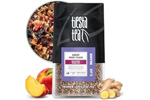 Tiesta Tea - Ginger Sweet Peach, Spicy Peach Herbal Tea, Tranquility Blend, Loose Leaf, Non-Caffeinated Hibiscus & Cane Sugar, Brews Up to 200 Cups, 16oz Bulk Pouch
