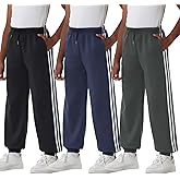 EXARUS 3 Pack Boys Sweatpants Elastic Waist Athletic Graphic Print Drawstring Pants with Pockets Jogger Causal 6-14Y