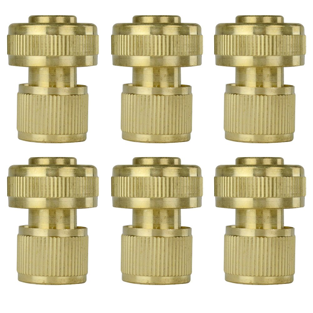 6Pcs Brass Garden Lawn 3/4" Water Hose Pipe Fitting Quick Connector