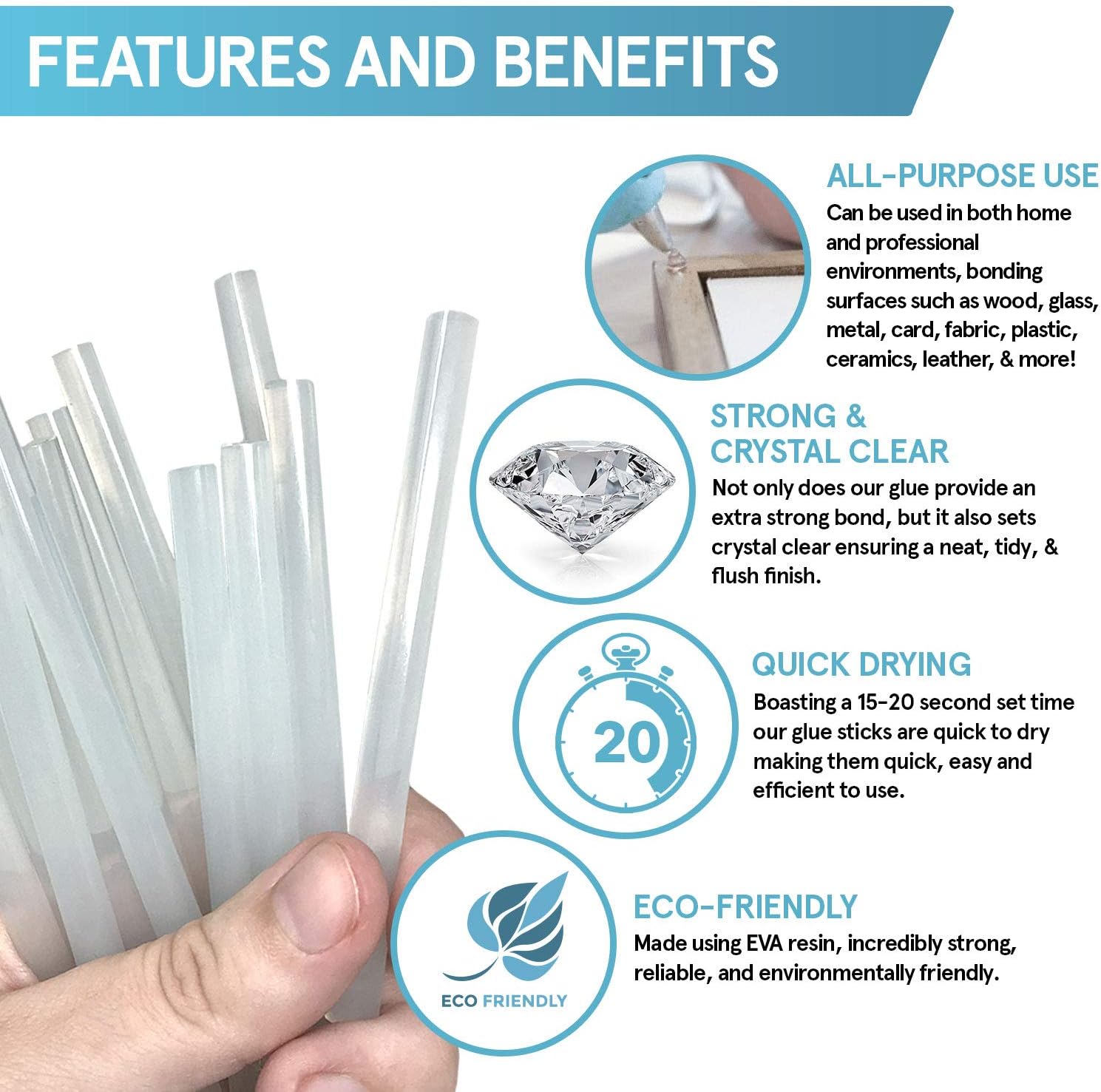 Smith’s® 50 Pack of Professional Grade A+ Hot Glue Sticks 7mm