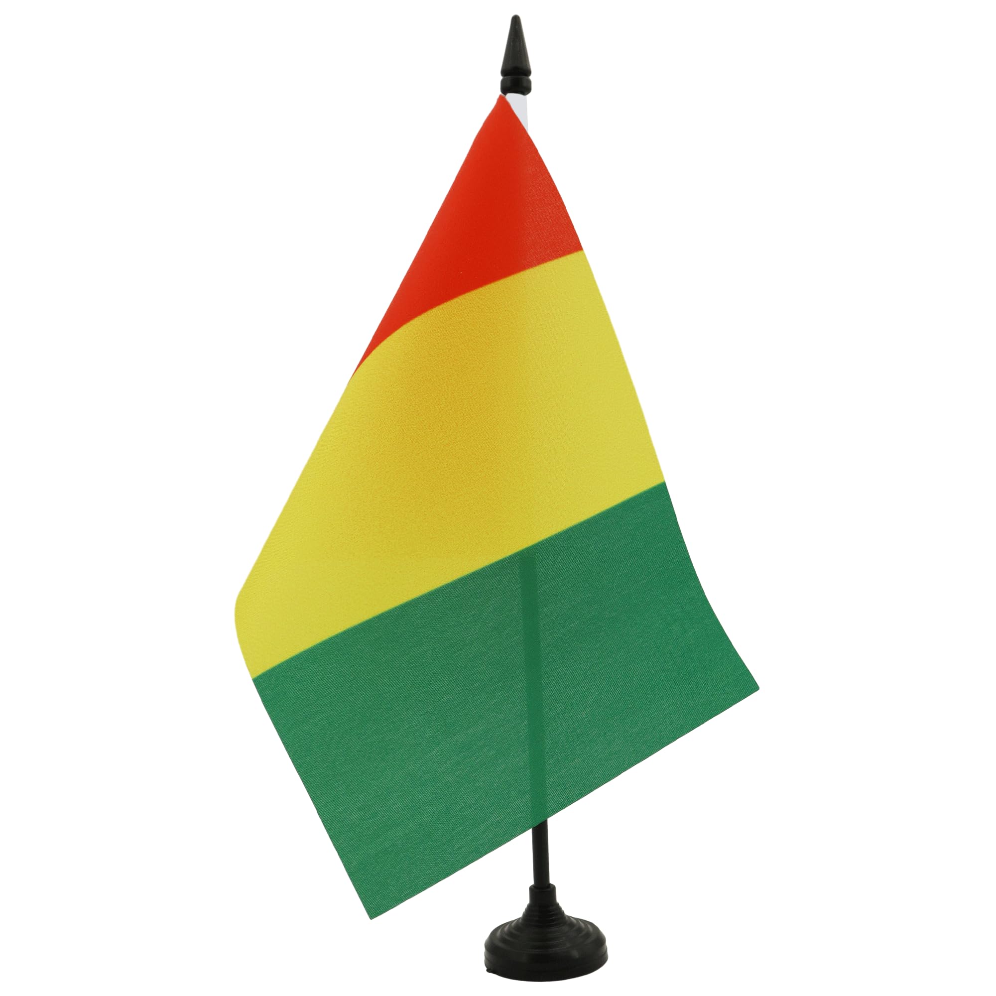 AZ FLAG Guinea Table Flag 5'' x 8'' - Guinean Office Decoration 100% Polyester 21 x 14 cm - Mini Desk Flag with Pole and Black Plastic Base